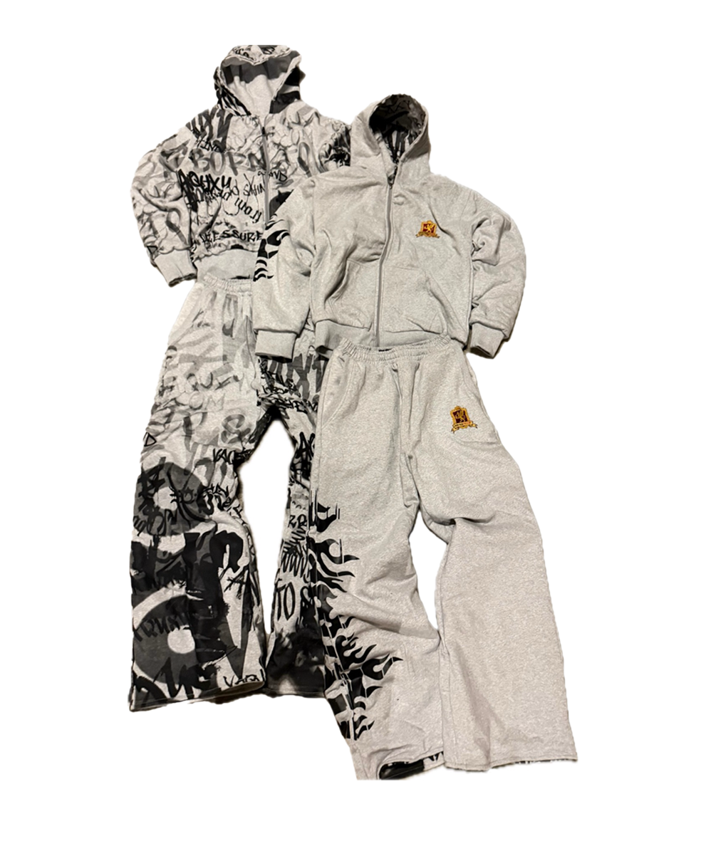 Pressure Script Reversible Gray Sweatsuit