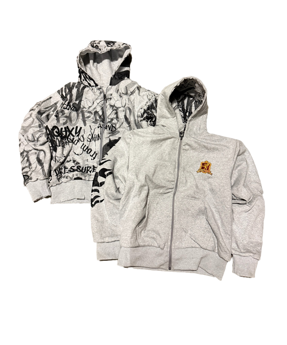 Pressure Script Reversible Gray Hoodie